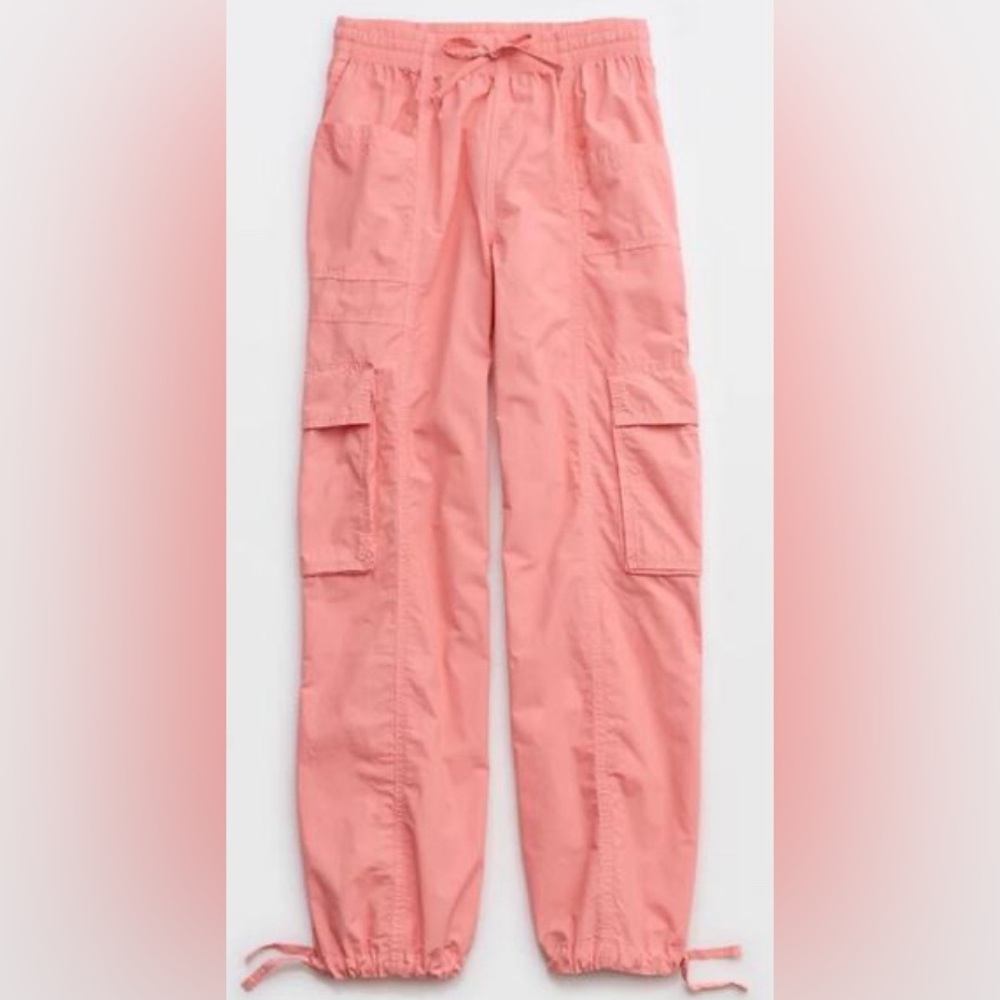 Aerie Pink Linen Cargo Pants
